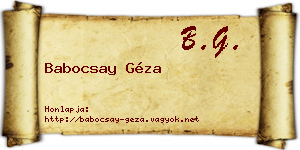 Babocsay Géza névjegykártya