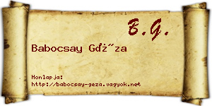 Babocsay Géza névjegykártya