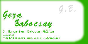 geza babocsay business card